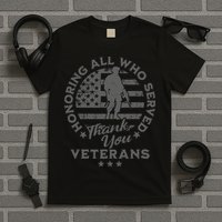 Honoring All Who Served Thank You Veterans Day American Flag T-Shirt
