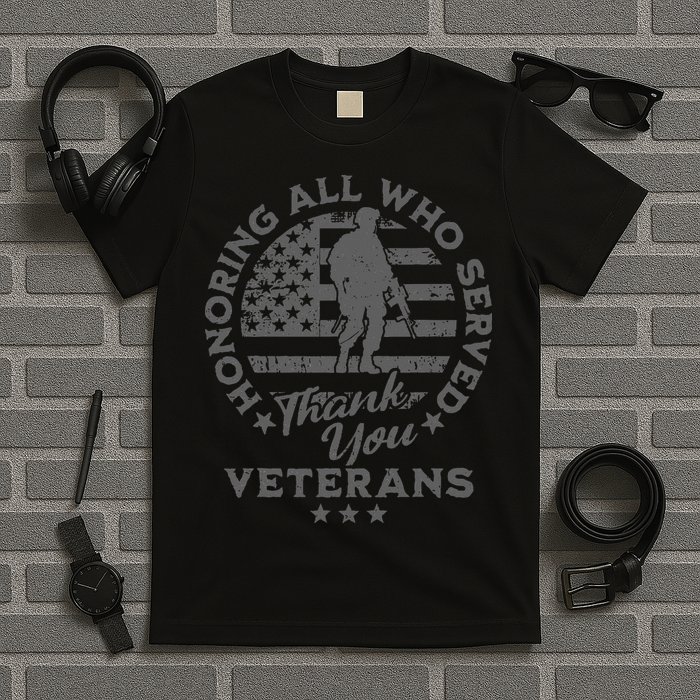 Honoring All Who Served Thank You Veterans Day American Flag T-Shirt