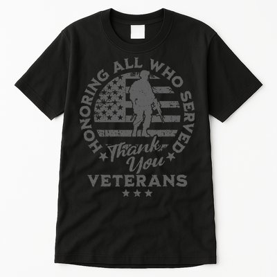 Honoring All Who Served Thank You Veterans Day American Flag Tall T-Shirt