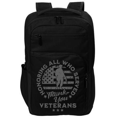 Honoring All Who Served Thank You Veterans Day American Flag Impact Tech Backpack