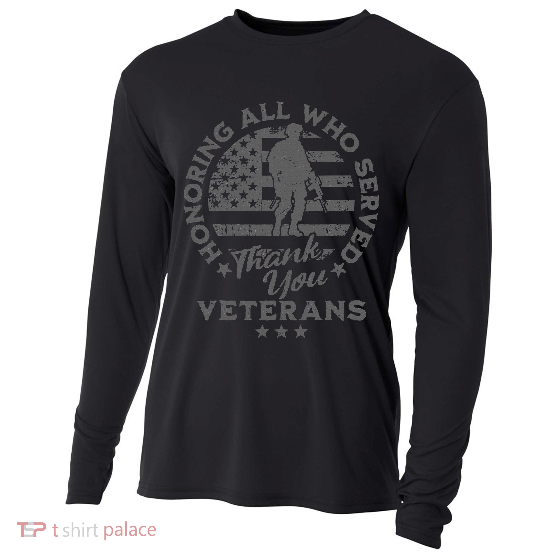 Honoring All Who Served Thank You Veterans Day American Flag Cooling Performance Long Sleeve Crew