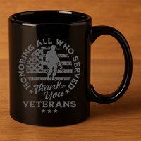 Honoring All Who Served Thank You Veterans Day American Flag 11oz C Handle Ceramic Mug