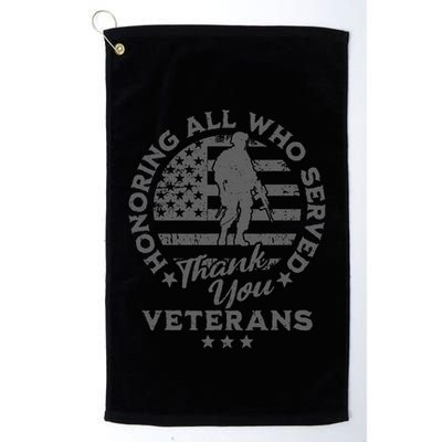 Honoring All Who Served Thank You Veterans Day American Flag Golf Towel