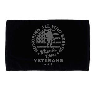 Honoring All Who Served Thank You Veterans Day American Flag Microfiber Hand Towel