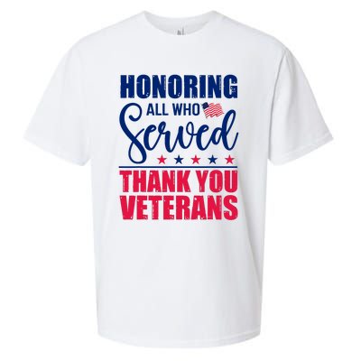 Honoring All Who Served Thank You Veterans Day American Flag Sueded Cloud Jersey T-Shirt