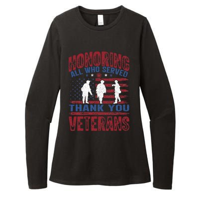 Honoring All Who Served Thank You Veterans Day American Flag Womens CVC Long Sleeve Shirt