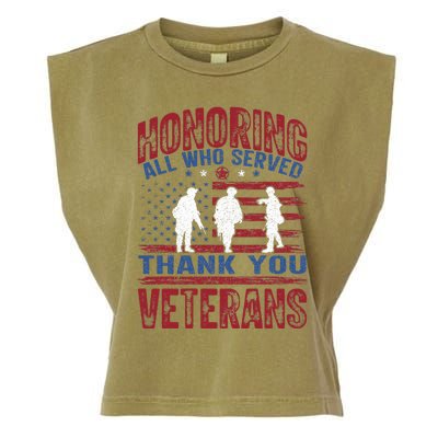 Honoring All Who Served Thank You Veterans Day American Flag Garment-Dyed Women's Muscle Tee