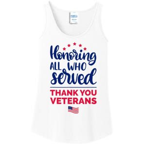 Honoring All Who Served Thank You Veterans Day Wo Ladies Essential Tank