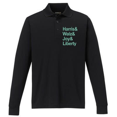 Harris And Walz And Joy And Liberty Performance Long Sleeve Polo