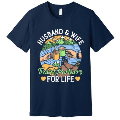 Husband And Wife Travel Partners For Life Beach Traveling Premium T-Shirt