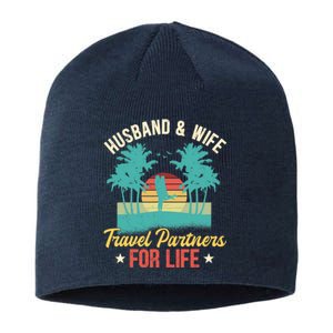 Husband And Wife Travel Partners For Life Beach Traveling Sustainable Beanie