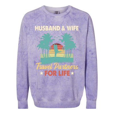 Husband And Wife Travel Partners For Life Beach Traveling Colorblast Crewneck Sweatshirt