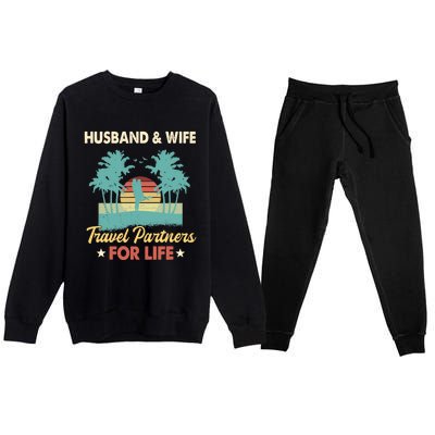 Husband And Wife Travel Partners For Life Beach Traveling Premium Crewneck Sweatsuit Set