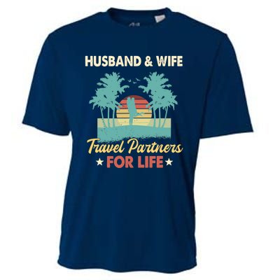 Husband And Wife Travel Partners For Life Beach Traveling Cooling Performance Crew T-Shirt