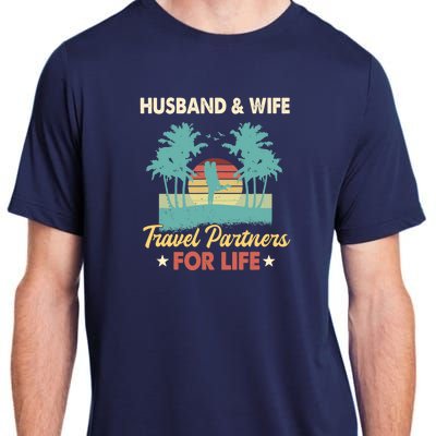 Husband And Wife Travel Partners For Life Beach Traveling Adult ChromaSoft Performance T-Shirt