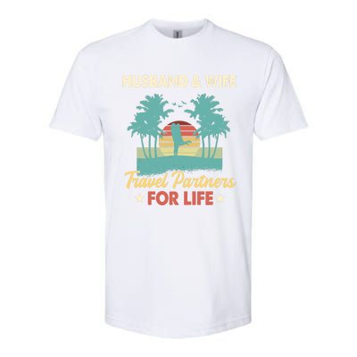 Husband And Wife Travel Partners For Life Beach Traveling Softstyle CVC T-Shirt