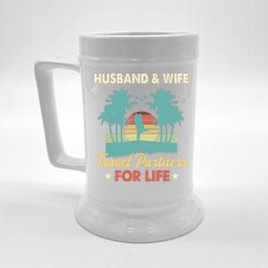 Husband And Wife Travel Partners For Life Beach Traveling Beer Stein