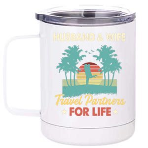 Husband And Wife Travel Partners For Life Beach Traveling 12 oz Stainless Steel Tumbler Cup