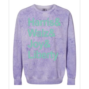 Harris And Walz And Joy And Liberty Colorblast Crewneck Sweatshirt