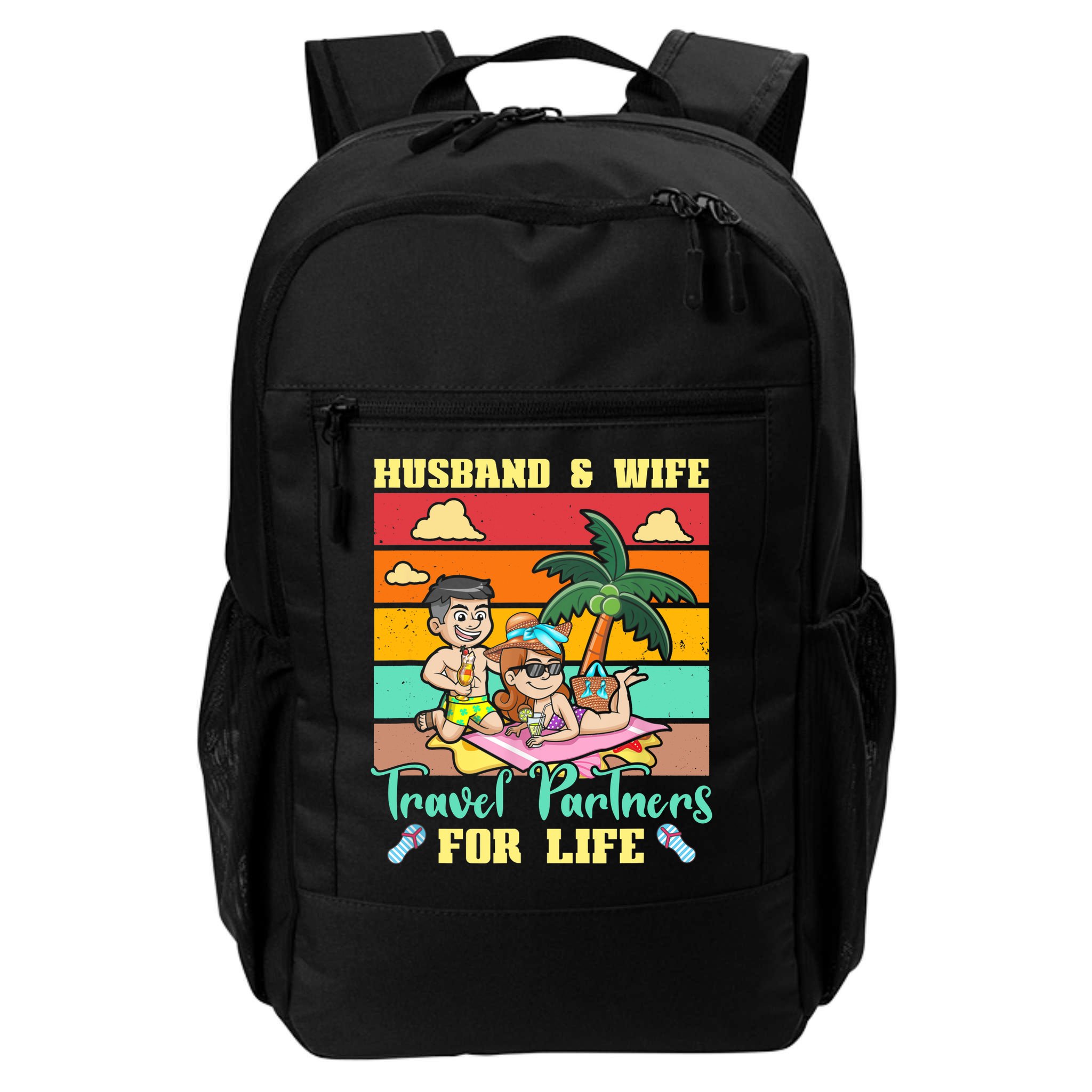Husband And Wife Travel Partners For Life Beach Traveling Backpack