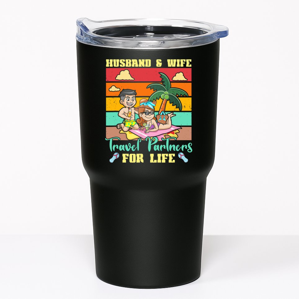 Husband And Wife Travel Partners For Life Beach Traveling Tumbler