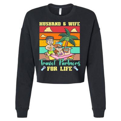 Husband And Wife Travel Partners For Life Beach Traveling Cropped Pullover Crew
