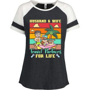 Husband And Wife Travel Partners For Life Beach Traveling Enza Ladies Jersey Colorblock Tee