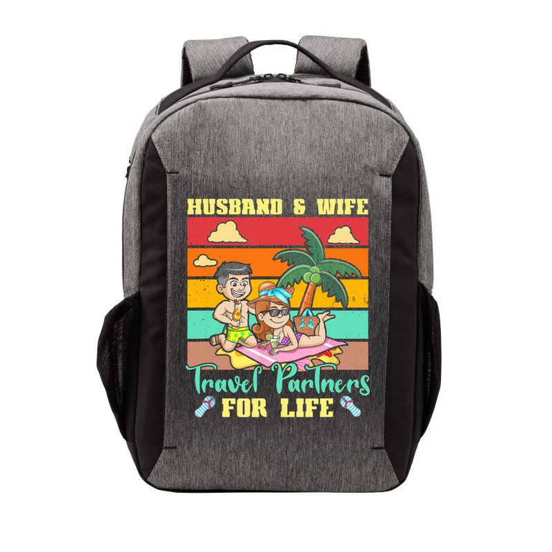 Husband And Wife Travel Partners For Life Beach Traveling Vector Backpack