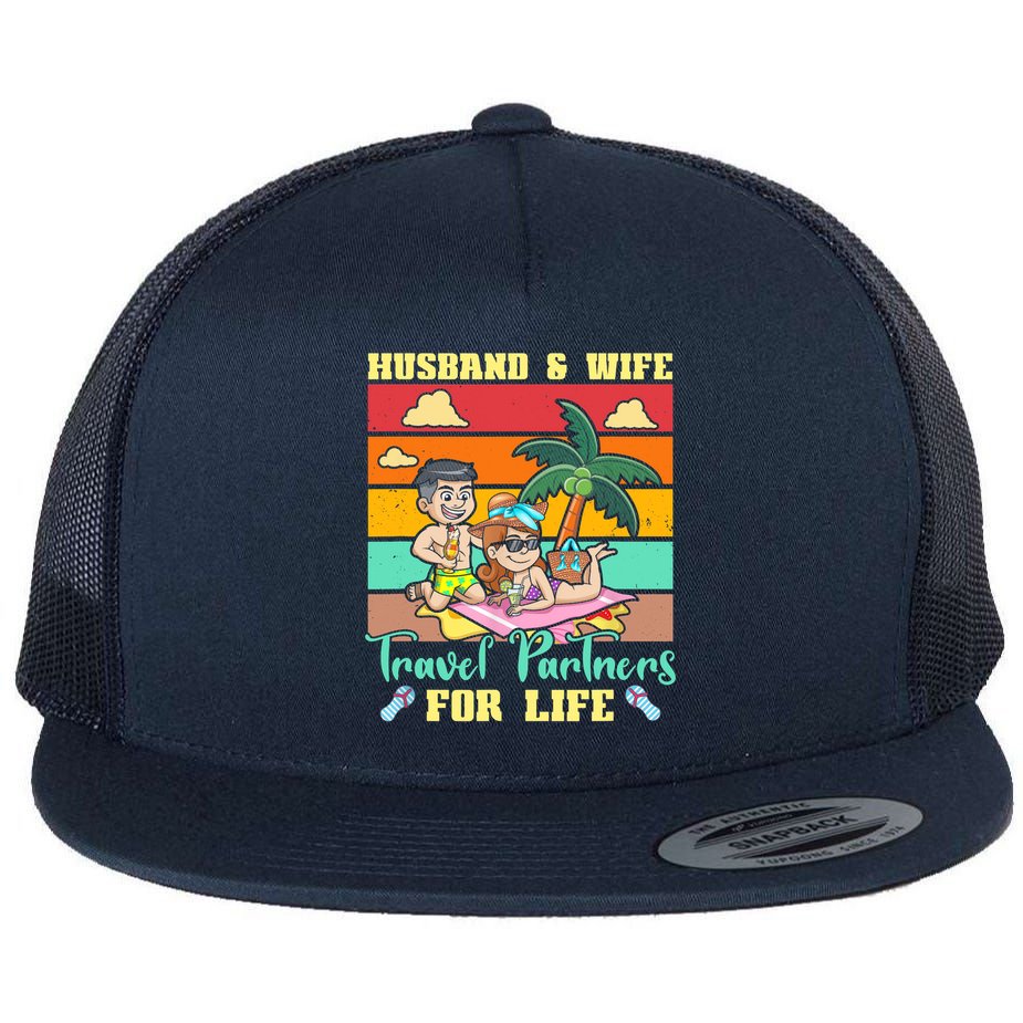 Husband And Wife Travel Partners For Life Beach Traveling Flat Bill Trucker Hat