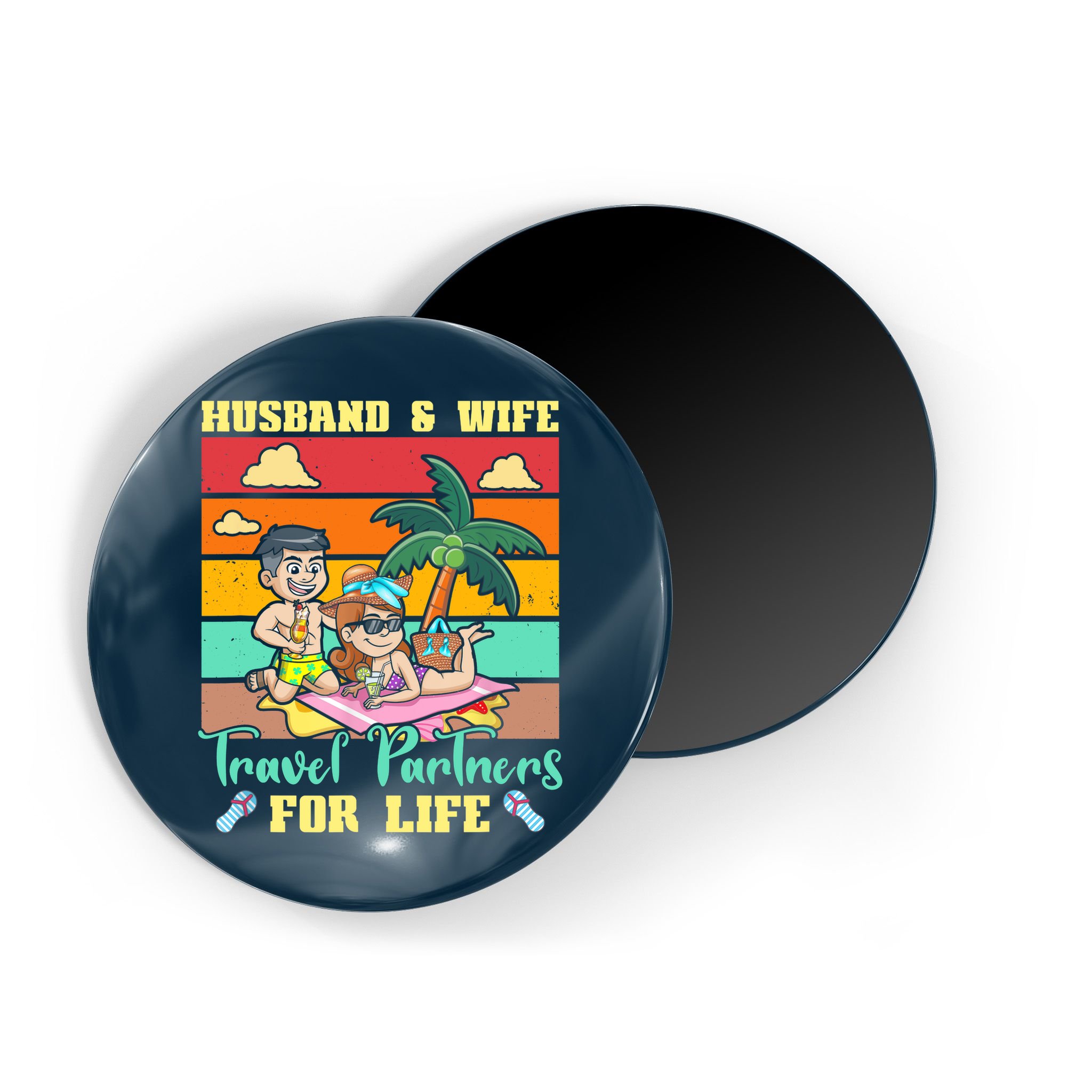 Husband And Wife Travel Partners For Life Beach Traveling Magnet