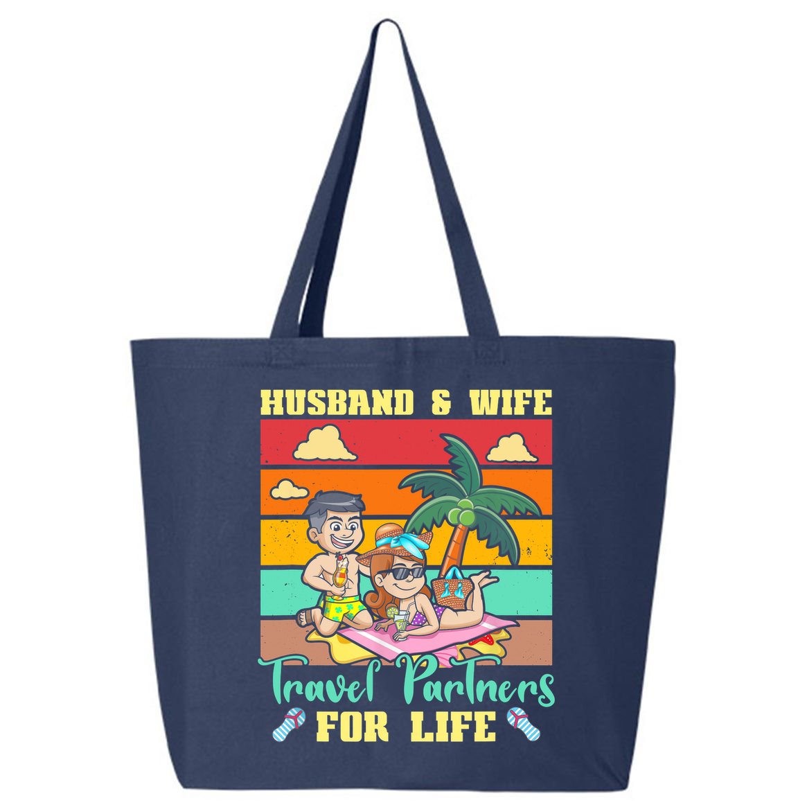 Husband And Wife Travel Partners For Life Beach Traveling 25L Jumbo Tote