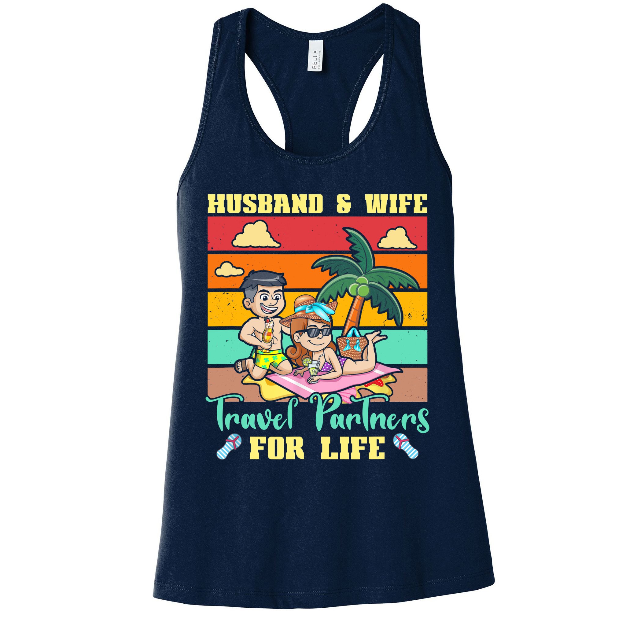 Husband And Wife Travel Partners For Life Beach Traveling Womens Tank Top