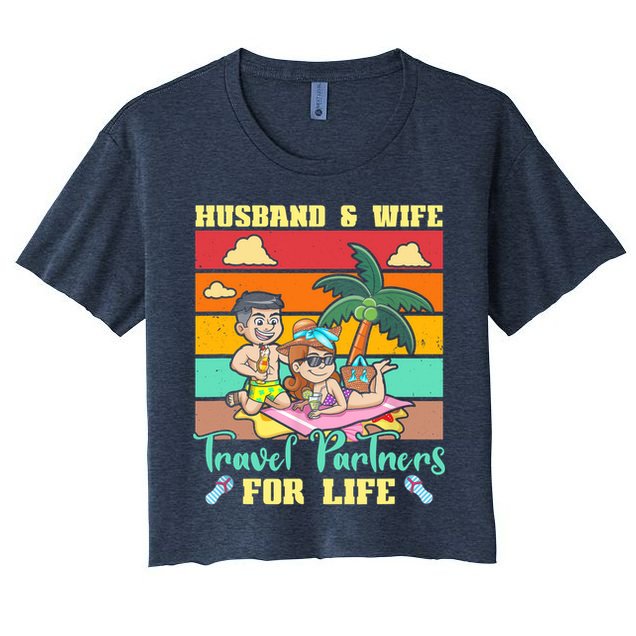 Husband And Wife Travel Partners For Life Beach Traveling Crop Top