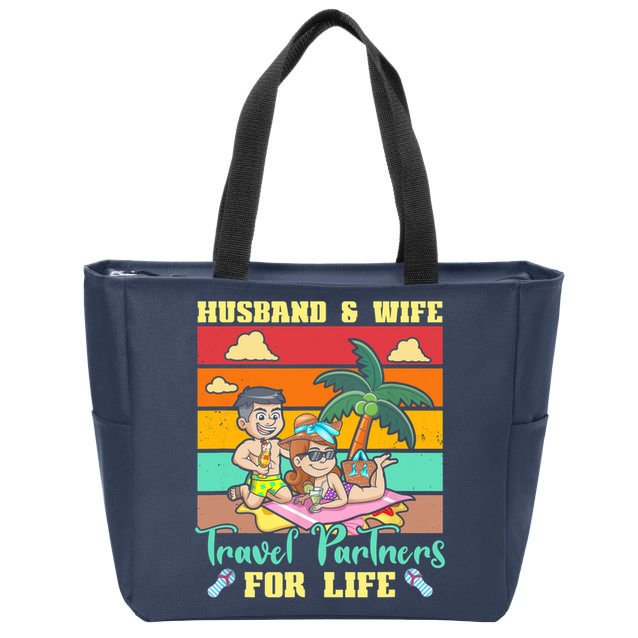 Husband And Wife Travel Partners For Life Beach Traveling Zip Tote Bag
