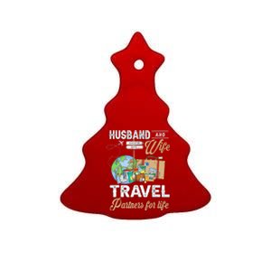 Husband And Wife Travel Partners For Life Funny Couple Ceramic Tree Ornament