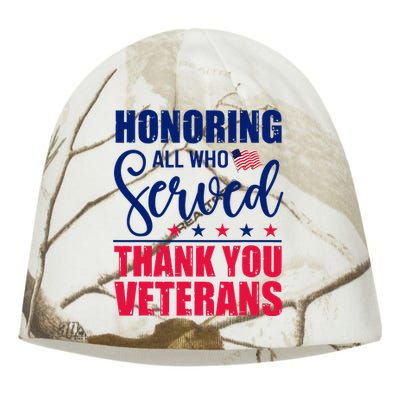 Honoring All Who Served Thank You Veterans Day American Flag  Kati - Camo Knit Beanie