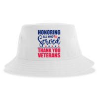 Honoring All Who Served Thank You Veterans Day American Flag  Sustainable Bucket Hat