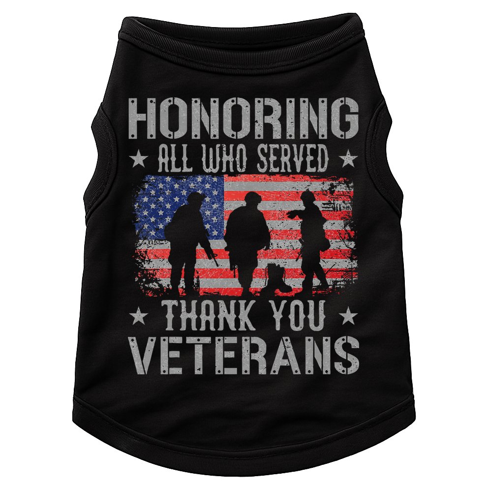 Honoring All Who Served Thank You Veterans Day American Flag Doggie Tank