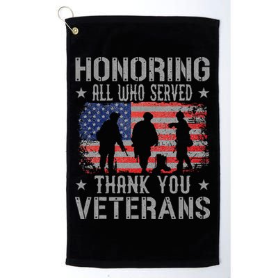 Honoring All Who Served Thank You Veterans Day American Flag Golf Towel