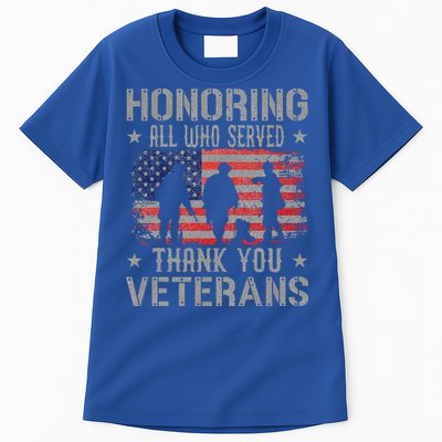 Honoring All Who Served Thank You Veterans Day American Flag Tall T-Shirt