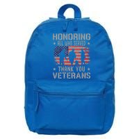 Honoring All Who Served Thank You Veterans Day American Flag 16 in Basic Backpack