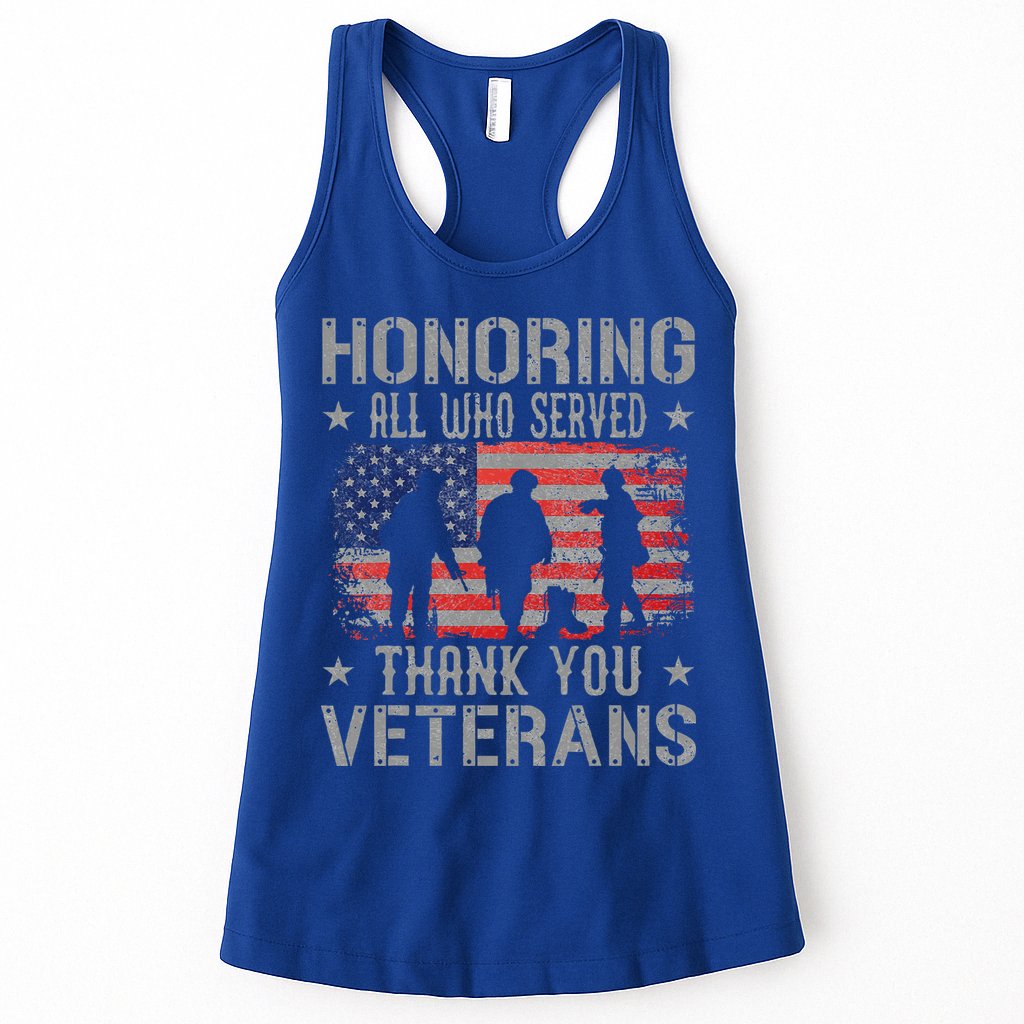 Honoring All Who Served Thank You Veterans Day American Flag Womens Tank Top