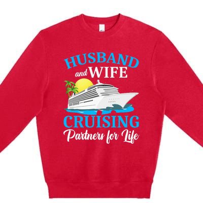 Husband And Wife Cruising Partners For Life Couple Cruise Premium Crewneck Sweatshirt