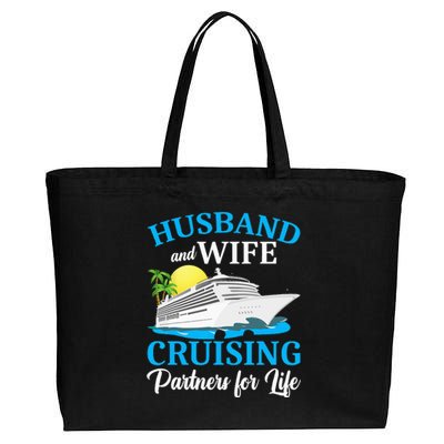 Husband And Wife Cruising Partners For Life Couple Cruise Cotton Canvas Jumbo Tote