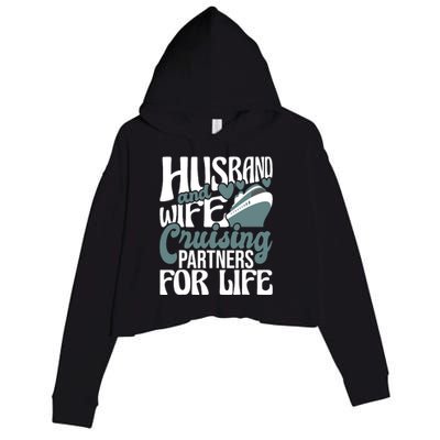 Husband And Wife Cruising Partners For Life Cruiser Cruise Crop Fleece Hoodie