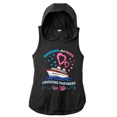 Husband And Wife Cruising Partners For Life Ladies PosiCharge Tri-Blend Wicking Draft Hoodie Tank