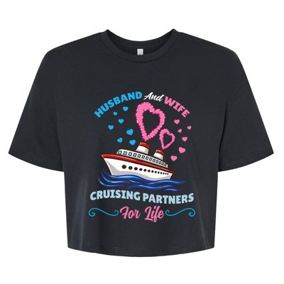 Husband And Wife Cruising Partners For Life Bella+Canvas Jersey Crop Tee