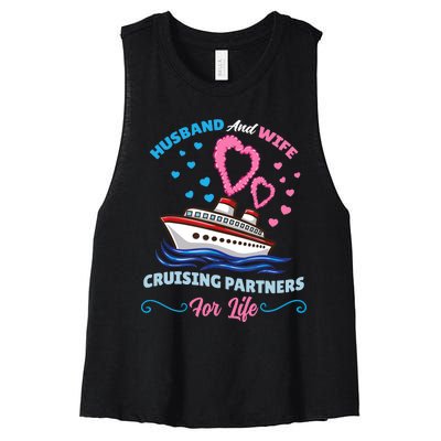 Husband And Wife Cruising Partners For Life Women's Racerback Cropped Tank