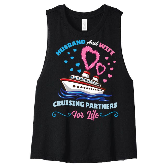 Husband And Wife Cruising Partners For Life Women's Racerback Cropped Tank