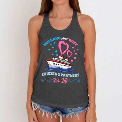 Husband And Wife Cruising Partners For Life Women's Knotted Racerback Tank